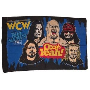 Vintage WCW NWO Wrestling Pillowcase 1988 Blue Black Hulk Hogan Sting Savage DDP